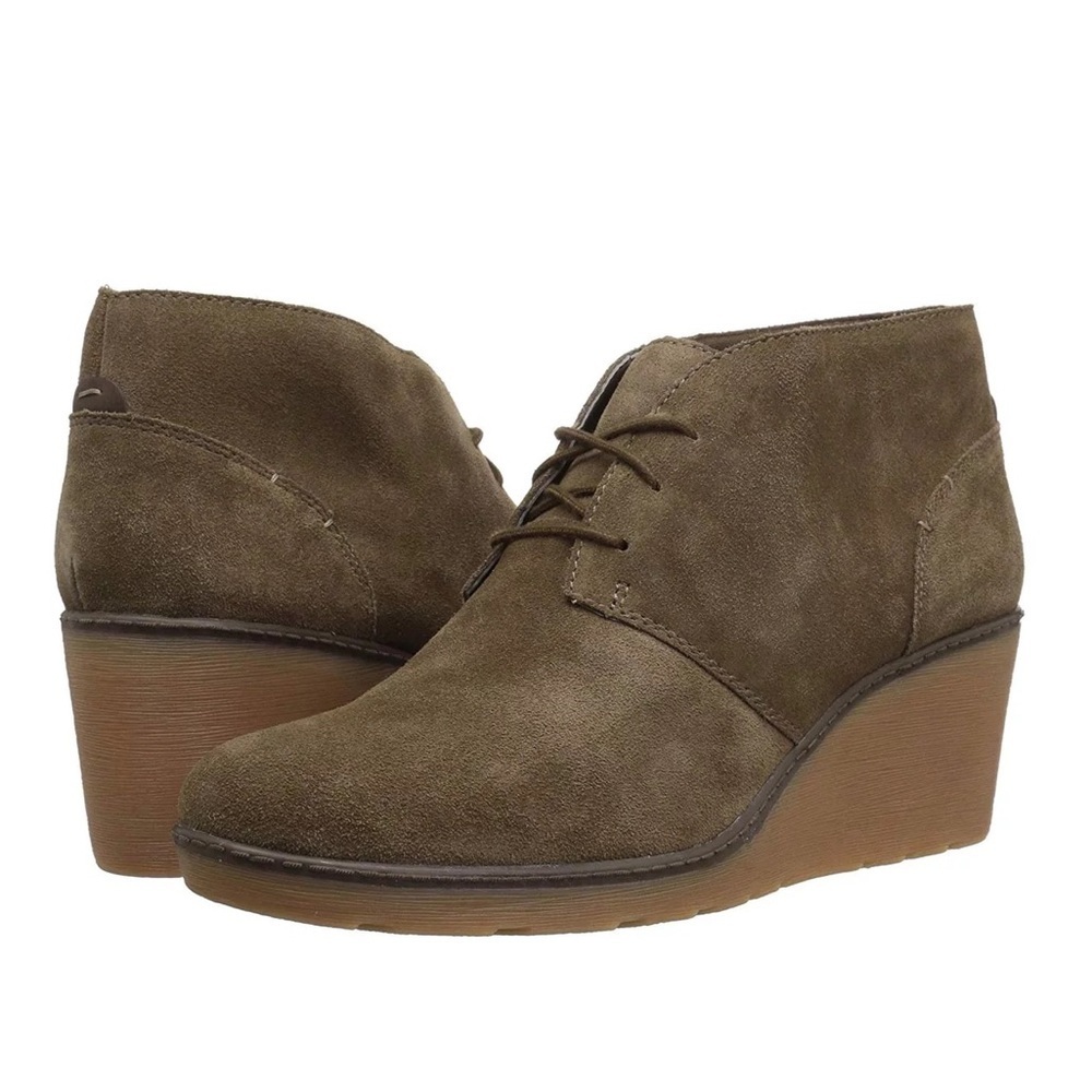 Clarks Womens NEW Hazel Charm Ankle Wedge Booties Shoes Sz 10